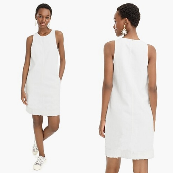 white denim shift dress